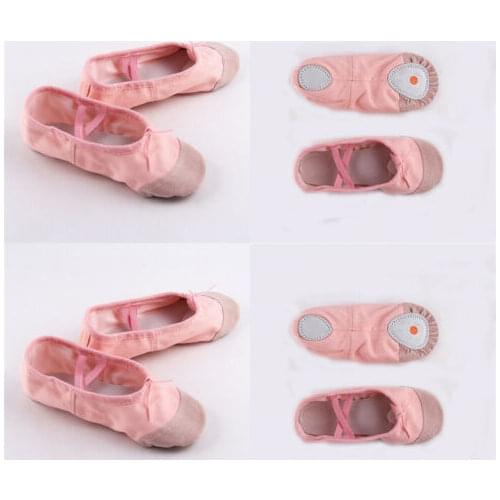 Fashion Baby Girls Solid Pink Soft Cotton Canvas Ballet Dance Toe shoes Professional Ladies Satin Pointe Shoes Silk Shoes