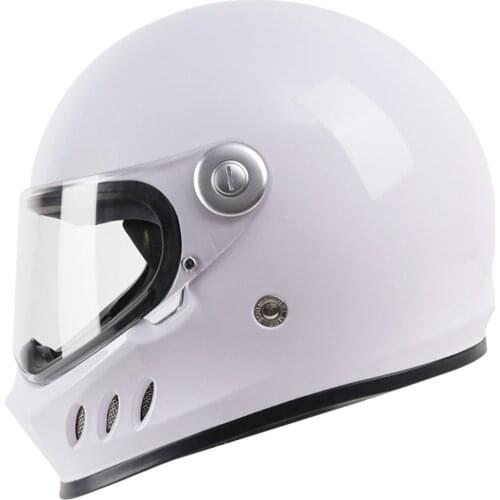 White Motorcycle Vintage Helmet Women Moto Full Face Helmet Retro Personality Motorbike Motor Helmet Motocross Riding Capacete