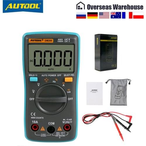 Autool DM200 Multimeter AC / DC Ammeter Voltmeter Ohm Frequency Diode Temperature Backlight Handheld Meter Digital Tester