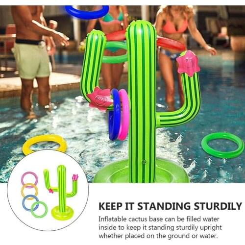 Inflatable Cactus Cast Ring Toy Set Beach Party Supplies New Outdoor Swimming Pool PVC Floating Toss Game With 4pcs Rings Toys