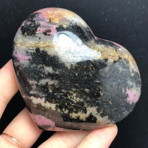 Natural plum blossom tourmaline crystal heart shape massage quartz stone mineral reiki healing gift