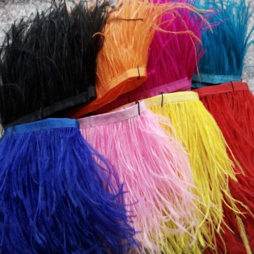 10 meter high quality ostrich feather trim cloth sideband 8-10cm wide Suitable for skirts / dresses / apparel party DIY crafts