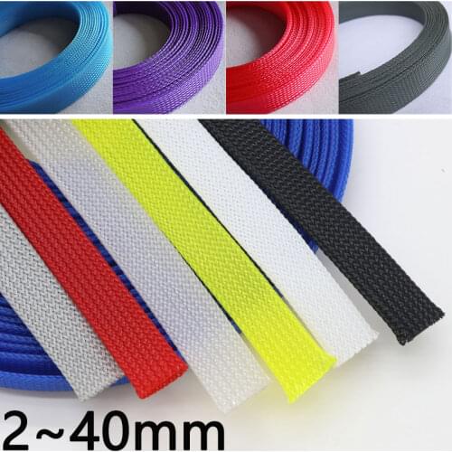 1M 2 4 6 8 10 12 14 16 18 20 25 30 40 mm High Density PET Braided Expandable Sleeve Wire Wrap Insulated Nylon Protector Sheath