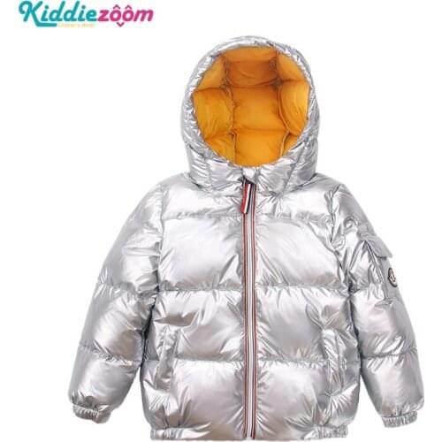 2020 Down Jacket Unisex 2-14Year Boys Girls Clothing Thick Coat Children Winter Clothes Zipper Hooded Glossy