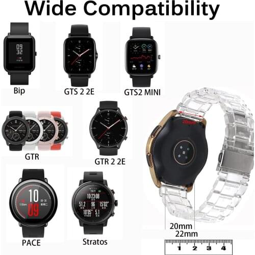 Huami Amazfit GTS Strap Transparent Clear Resin Watch Band for Amazfit Bip S lite U/ GTS 2 mini Wrist band for PACE GTR 2 2E
