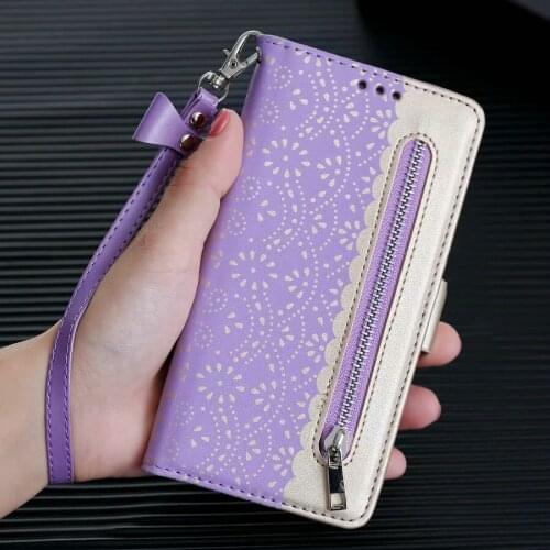 Luxury Lace Leather Case For Samsung Galaxy A10 A20 A30 A40 A50 A50S A70 A70S Zipper Wallet Flip Cover A10S A20S A20E A60 Funda