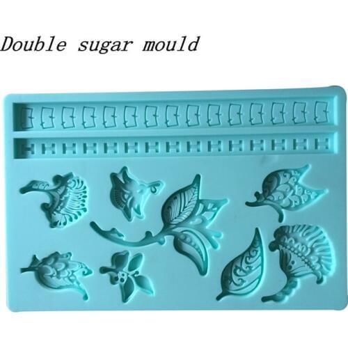 Wholesale Embossing mold flower leaves vine lace shape bake ware decoration for fondant cake chocolate mold silicone mold