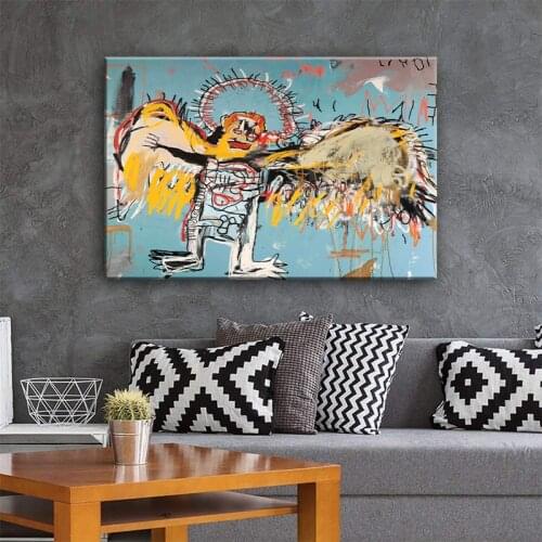 Modern Abstract Canvas Painting Jean Michel Graffiti Art Poster and Print Wall Decorative Pictures for Living Room Home Decor