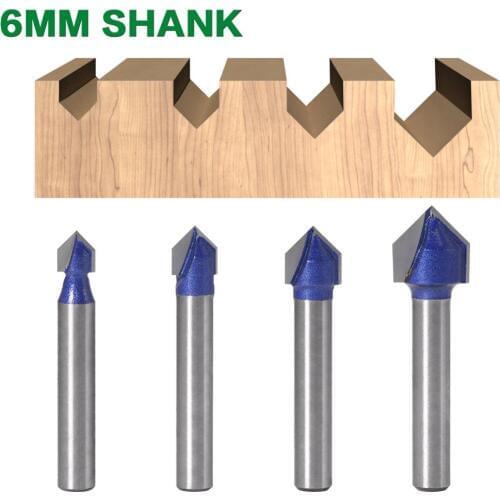 6mm Shank Profes 90 Degree V Groove Bit 1/4″5/16″3/8″1/2″ CNC Engraving Solid Router Bit Carbide Milling Cutter Wood Drilling