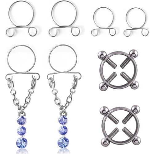 Nipple Ornaments Drip Screw No Hole Milk Ring Suit Group Combine Fake Milk Ring Ornament