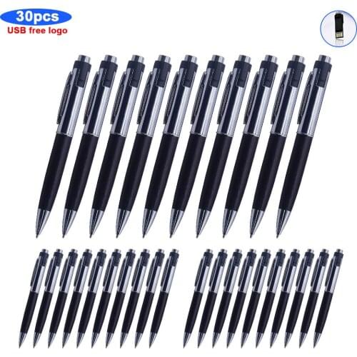 30pcs free logo usb ballpoint pen flash drive waterproof pen drive 4gb 8gb 16gb 32gb 64gb cle usb stick 2.0 Pendrive Flash Drive