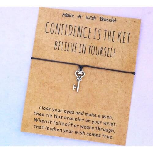 Confidence Wish Bracelet Key Charm Lucky Red String Wish Bracelets Key Bracelet for Women Men Lovers Wedding Jewelry Gift