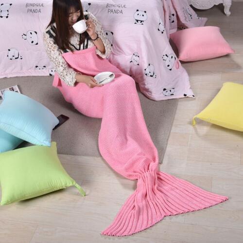 Knitted sofa blanket Handmade Crochet / Blanket Mermaid Blanket queen princess gift Bed Wrap Super Soft