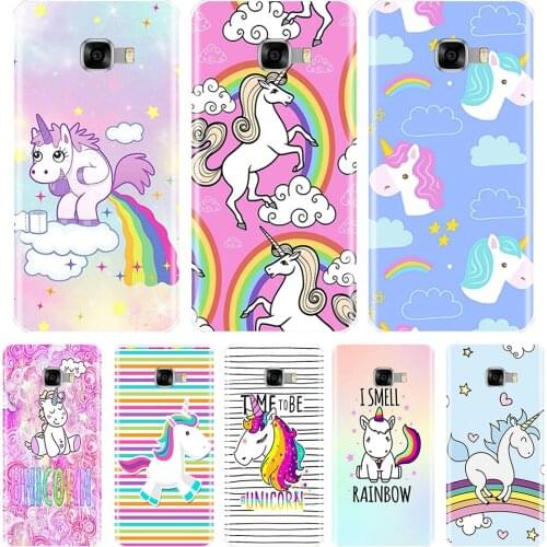 Back Cover For Samsung Galaxy C5 C7 C8 Silicone Soft Cute Rainbow Unicorn Phone Case For Samsung Galaxy C9 C7 C5 Pro Case