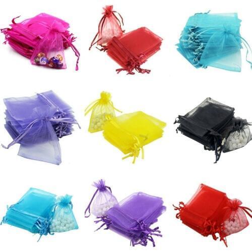 100 pieces 7x9 9x12 10x15 11x16 13x18 15x20 17x23 cm organza bag jewelry packaging display and gift decoration bag