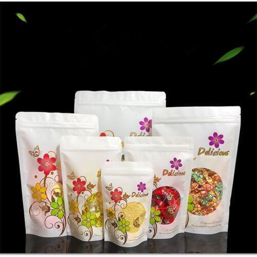 100Pcs/Lot Plastic Storage Bag Clear Bags For Packaging Christmas Candy Bag Wedding Chocolate Stand Up Zip Lock Pouches Storage