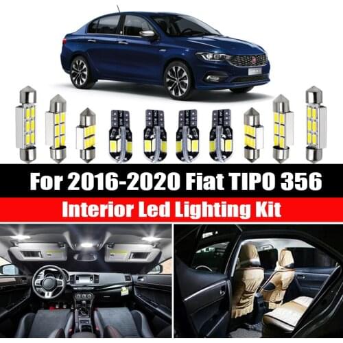 12pcs For Fiat TIPO 356 Hatchback Saloon Estate SW 2016-2020 White Canbus Car LED interior Dome Map Light Kit License Plate Lamp