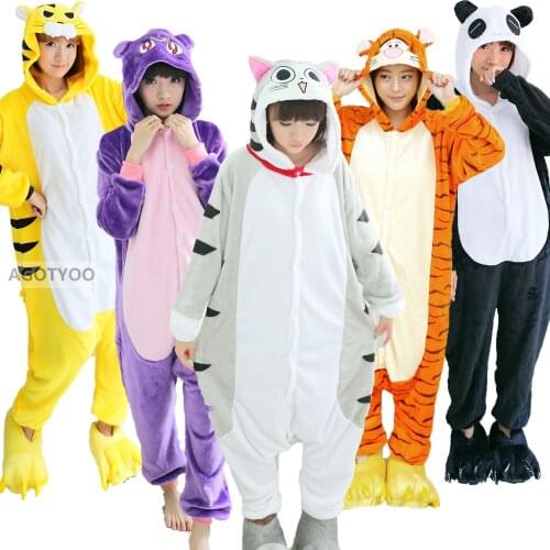 Totoro Cheese Cat Onesies Adult Animal Unicorn Pajamas Suit Warm Soft Stitch Sleepwear Onepiece Winter Jumpsuit Pijama Cosplay