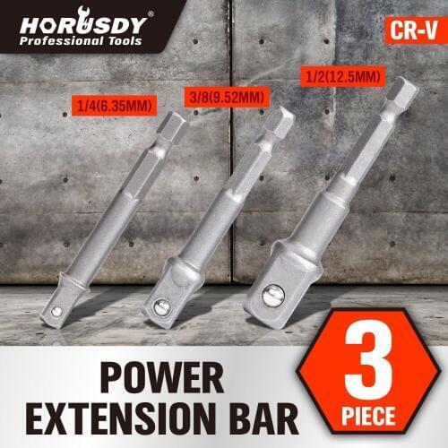 3Pcs Chrome Vanadium Steel Socket Adapter Hex Shank to 1/4" 3/8" 1/2" Extension Drill Bits Bar Hex Bit Set Power Tools