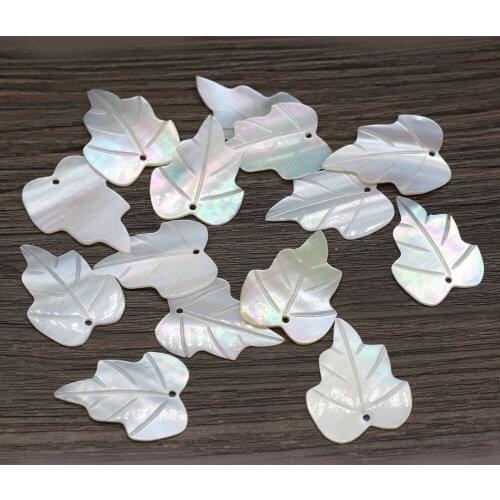 50pcs/lot 23x37mm Natural mother of pearl leaf shell Pendant for DIY earrings and Hanfu hair accessories