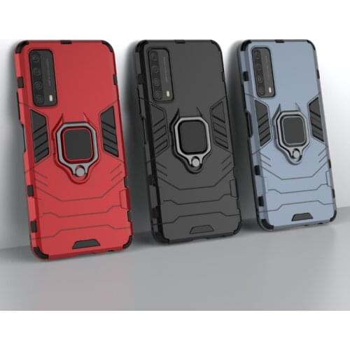 50pcs/lot Hybrid TPU+PC Armor Back Phone Case For Huawei P Smart 2021 Y7A Nova 8SE With Car Ring Bracket