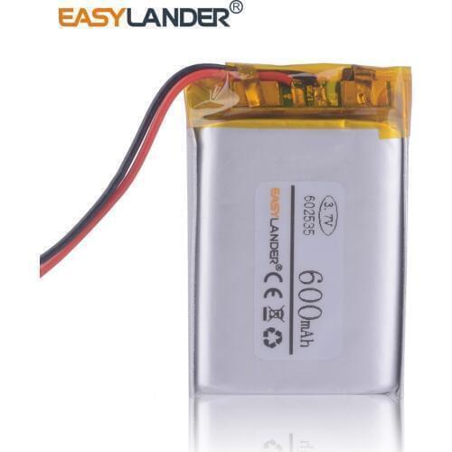 6x25x35mm 3.7V 600mAh Rechargeable li Polymer Battery For MP3/MP4/Game Player mouse GPS speaker 602535 062535 DOD LS460W