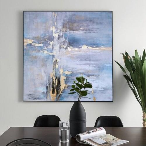 Abstract Gold Classical Light Poster Canvas Painting Blue Ribbon Picture Home Decor Wall Art Nordic for Living Room Decor