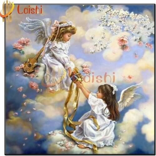 Diamond embroidery sky Two cute little angels full square round drill diamond painting 5d diy diamond mosaic home decoration