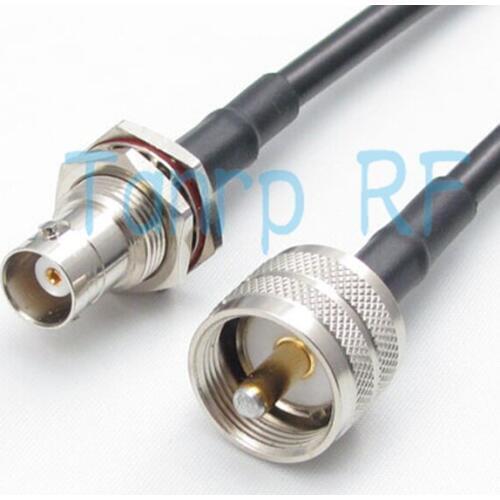 Free Shipping!100CM 3FEET Pigtail coaxial jumper cable RG58 extension cable BNC female nut bulkhead to UHF male 1M RF connector