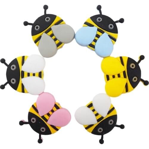 Chenkai 50PCS Silicone Bee Beads Baby Chewing Pendant Nursing Sensory Teething Pacifier DIY Necklace Chain Nursing Accessories