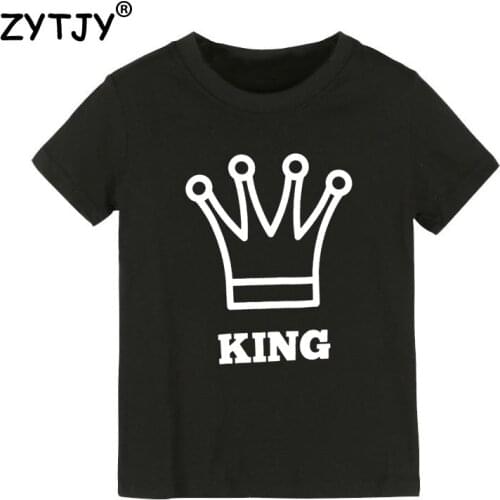 King Crown Print Kids tshirt Boy Girl t shirt For Children Toddler Clothes Funny Tumblr Top Tees CZ-100