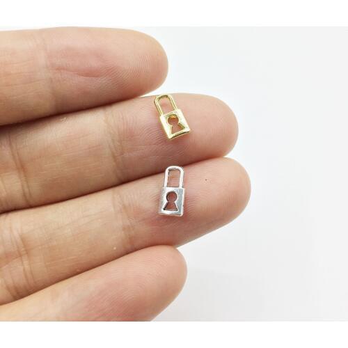 Eruifa 20pcs 9*4mm Mini Lock Zinc Alloy necklace,earring bracelet jewelry DIY handmade 2 colors