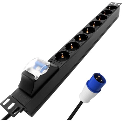Power Strip PDU with Air Switch 16/32A 3Pin Industrial Plug 2M Extended wire UK Adapter socket Aluminum alloy shell