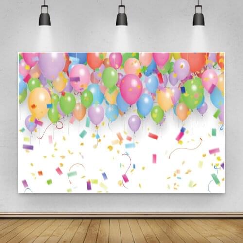 Happy Birthday Colorful Ballons Ribborns Kid Baby Portrait Photozone Photographic Backdrops Photo Backgrounds For Photo Studio