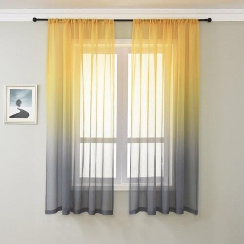Gradient Multi Color Heavy Tulle Curtains for Living Room Bedroom Doris yarn Voile Curtain Window Treatment Panel Decor Drapes