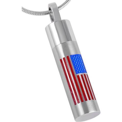 IJD8461 Engrave US National Flag stainless steel Open Tube Perfume Bottle urn pendant necklace keepsake cremation ashes jewelry