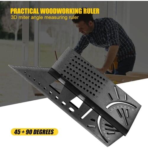 Woodworking Scribe Mark Line Gauge T-Type Ruler 45+90 Degree Metric Measuring Angle Ruler Protractor Gauge for Woodworking Tool