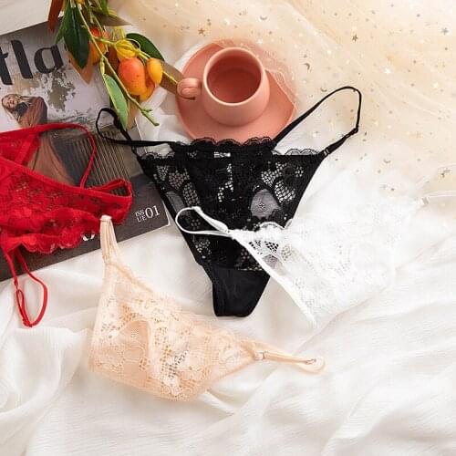 How Lace Sexy Womens Underpants Simple Floral EmbroideredTransparent Sex String Hollow Out Panties Thong Seamless Briefs