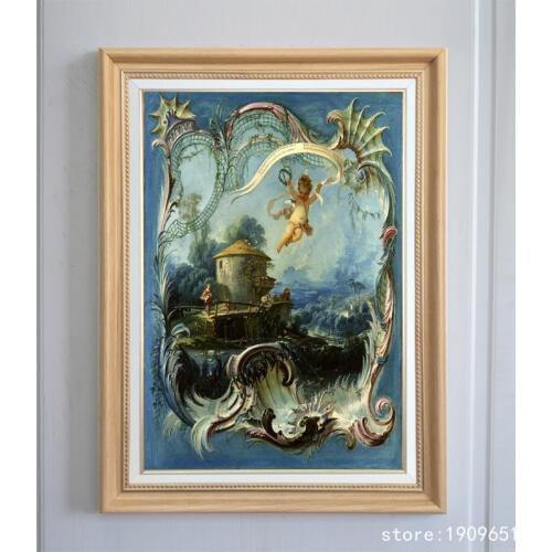 No frame classical religious figures baby angel landscape canvas printings oil painting printed on cotton art decoration picture