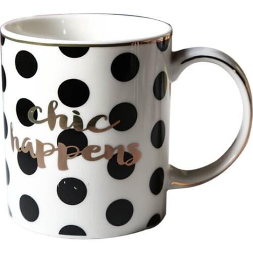 Coffee mugs 400ml black and white embossed geometric pattern ceramic mug coffe mug