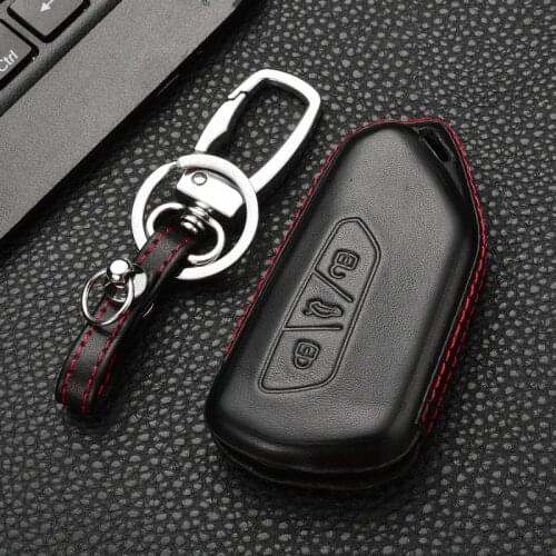 Leather Car Key Cover For VW Volkswagen Golf 8 Mk8 2020 Skoda 3 Buttons Smart Keyless Remote Control Fob Cases Keychain Holder