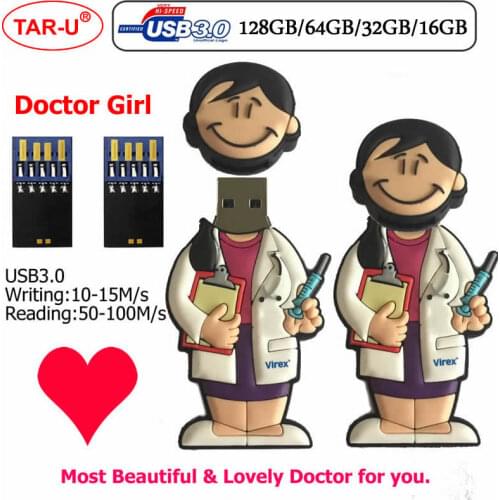 Beautiful and Attractive Doctor Girl and Nurse shape USB3.0 flash drive 64GB 32GB flash pendrive