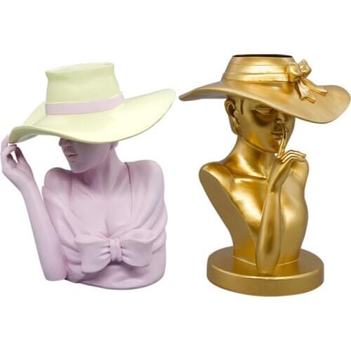 Creative Resin Vase Goddess Statue Art Vase Flower Pot Home Decoration Vase Living Room Decoration Flower Arrangements