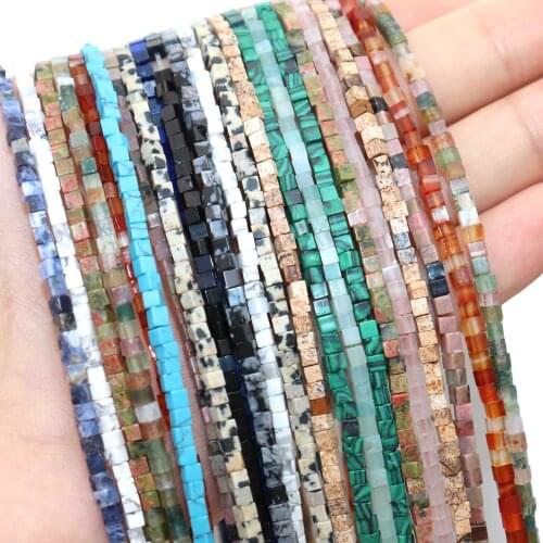 2*2mm Natural Stone Square Lapis Lazuli Agates Amazonite Spacer Beads For Jewelry Making DIY Bracelet Necklace Accessories