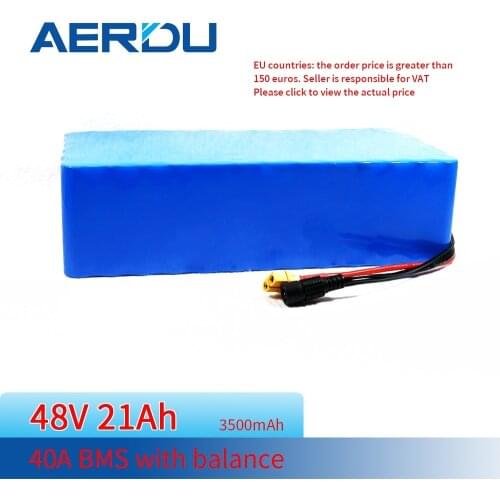 AERDU 48V 13S6P 21AH with 40A BMS 48V lithium battery pack for Long-distance electric bicycles scooters high-power motorcycles