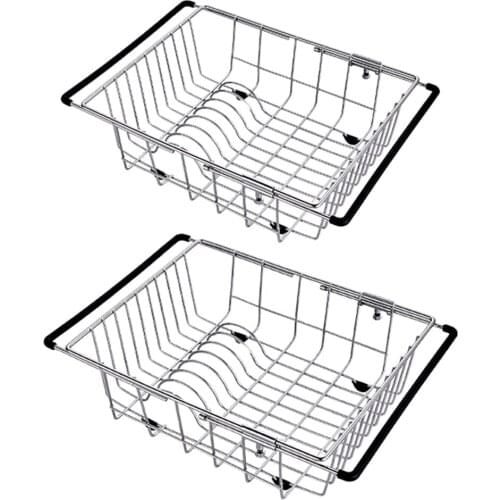 Multifunction Rustproof Stainless Steel Expandable Dish Drying Rack Cutlery Cup Utensil Holder Tray Dish Rack Drainer