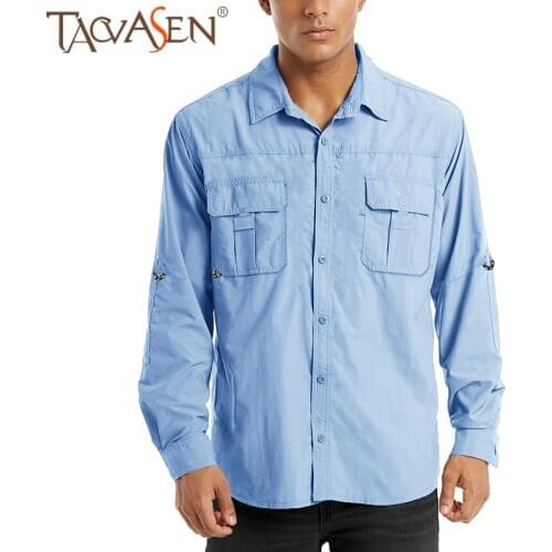 TACVASEN Men Summer Outdoor Hiking Fishing Shirts Quick Dry Cargo Work Shirts Lightweight Multi-Pocket Military Tactical Shirts