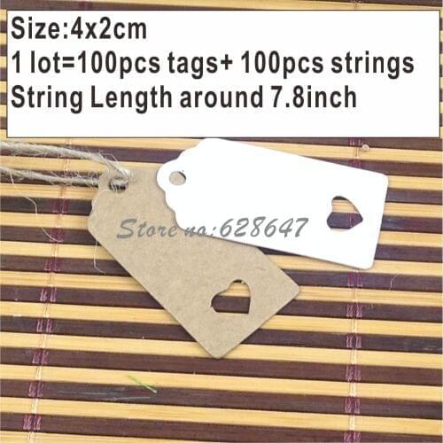 2015 Newest 100X Brown Kraft Paper Tags Lace Scallop Head Label Luggage Wedding Note kraft tag Blank price Hang tag Kraft Gift