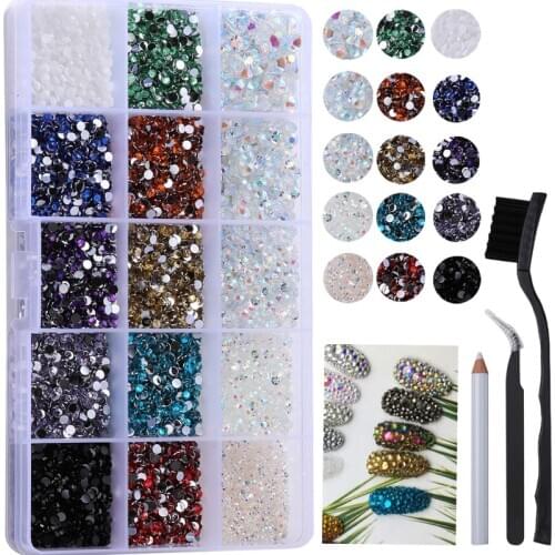 New Resin Rhinestones Sets /Mix Color 15000Pcs Strass Crystal Flatback Resin Rhinestones Sets for Nail Art Craft DIY Decorations