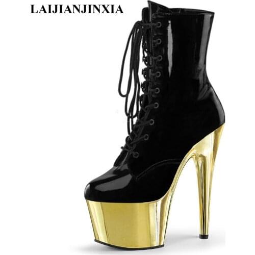 LAIJIANJINXIA New Short Boots 15 Cm High Heels ANKLE Boots Stage Show Sexy Platform Models Party Catwalk Pole Dancing Shoes